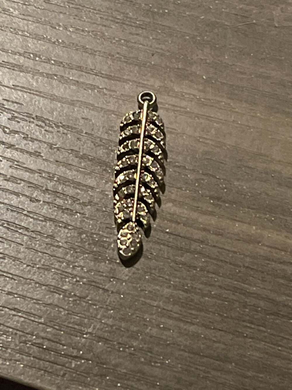 Pave Diamond Feather Charm Pendant Silver And Gold